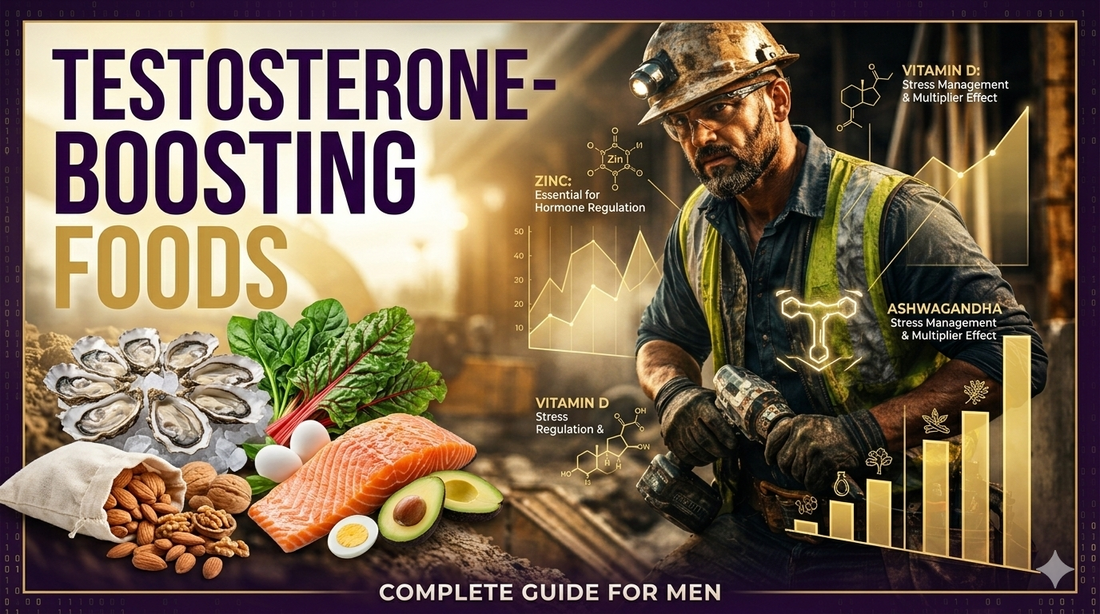 testosterone boosting foods image with hard working man