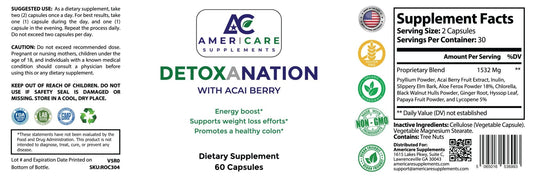 Detoxanation with Acai Berry - 12 Pack - Acai Berry Cleanse for Detox Support - Americare Supplements