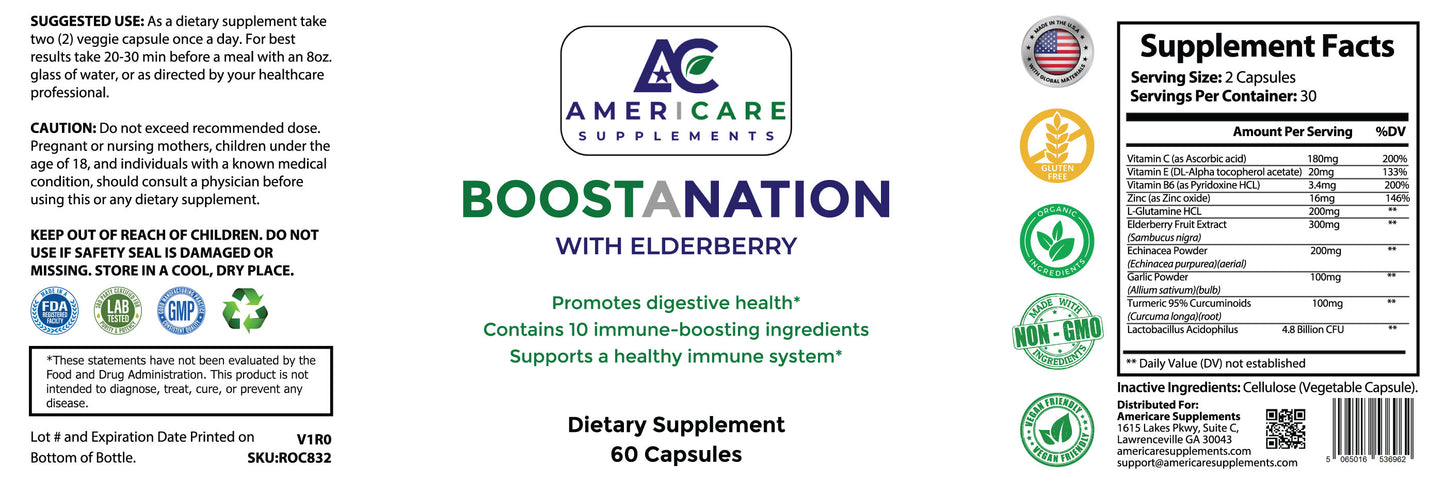 Boostanation with Elderberry — 3 Pack (Immune & Cellular Defense Support)